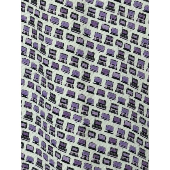 Bugatchi Purple & White Tiny Computer Print Button-Up Shirt Men's Size Medium - Picture 5 of 6